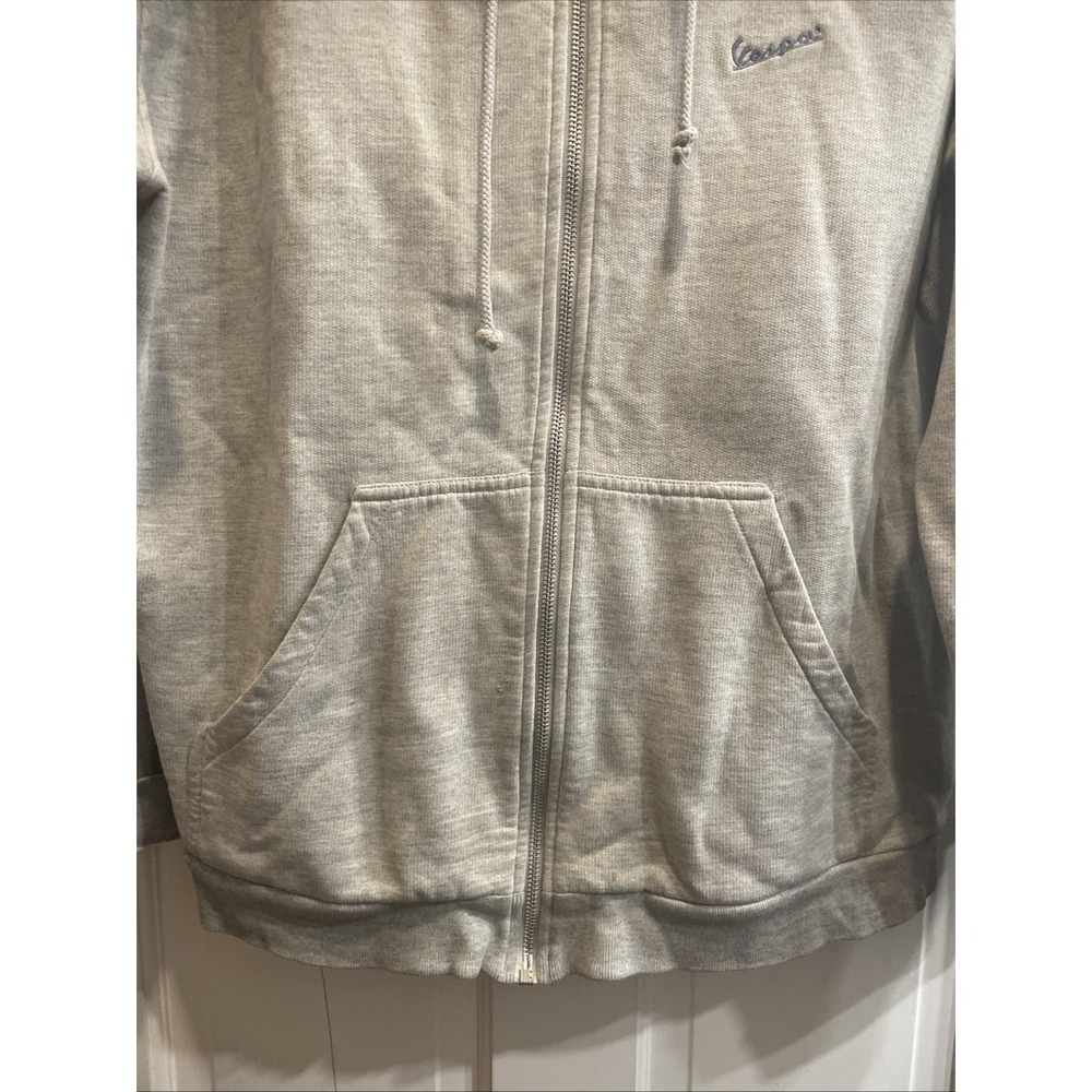 Vtg Vespa Kameltton Grey Zip Hoodie Jacket Size M Lt Blue Logo - Picture 5 of 9